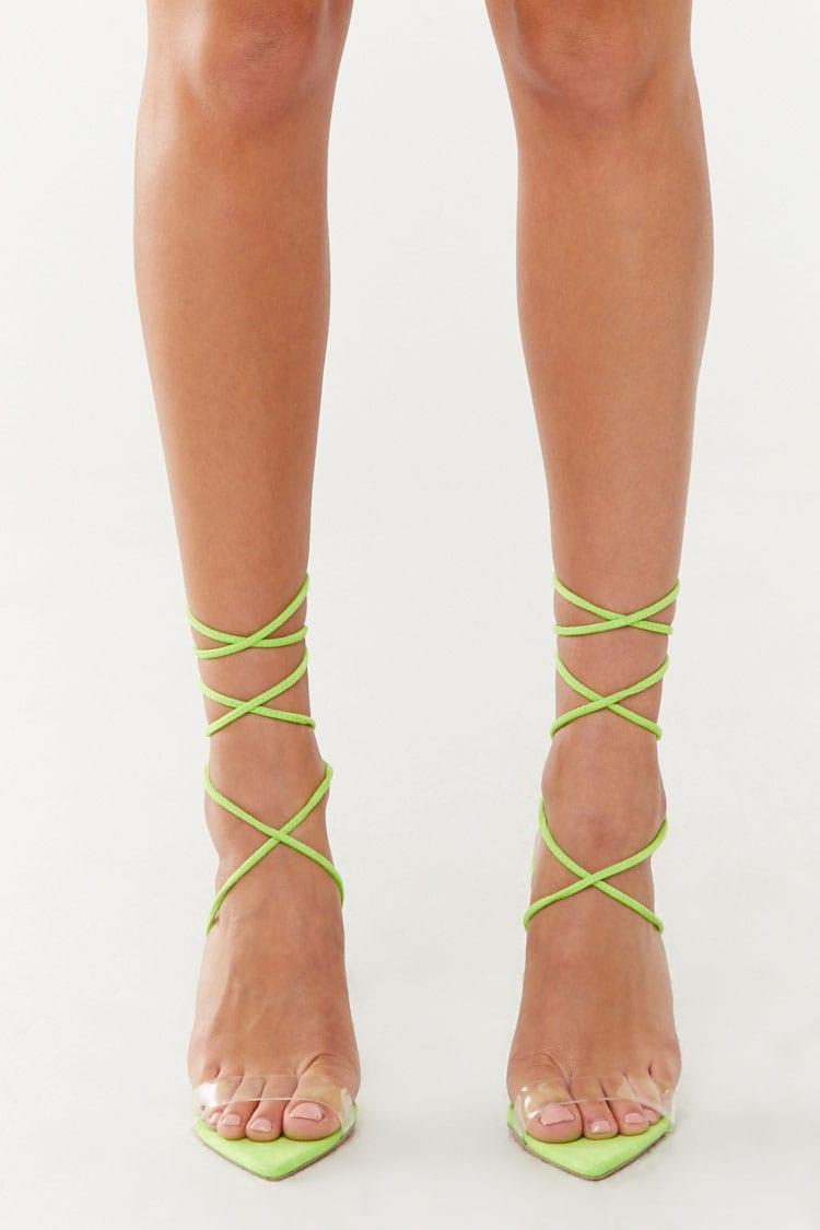 lime lace up heels
