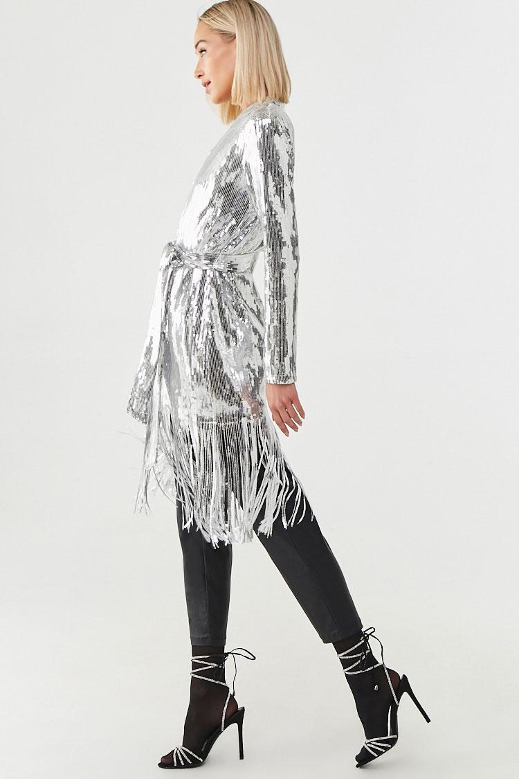 silver sequin fringe jacket