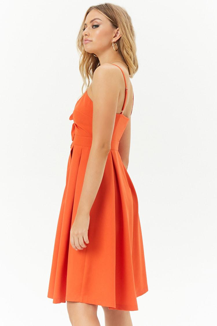 orange button front dress