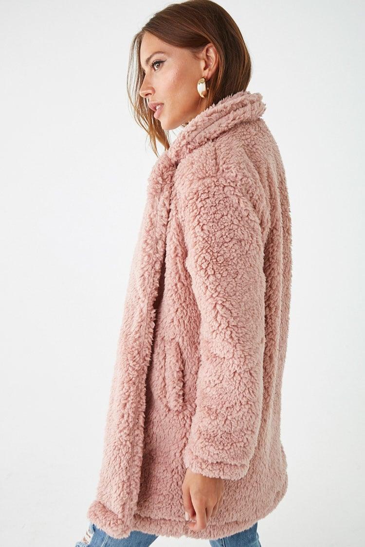 mauve teddy bear coat