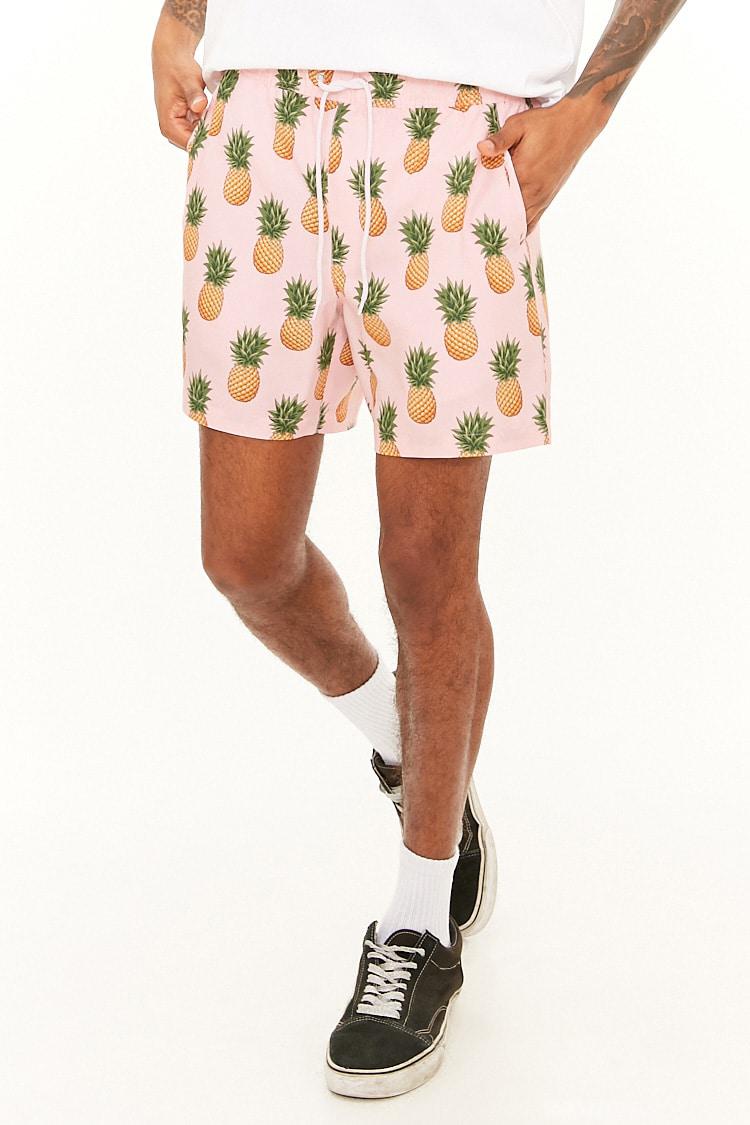 pink pineapple swim trunks