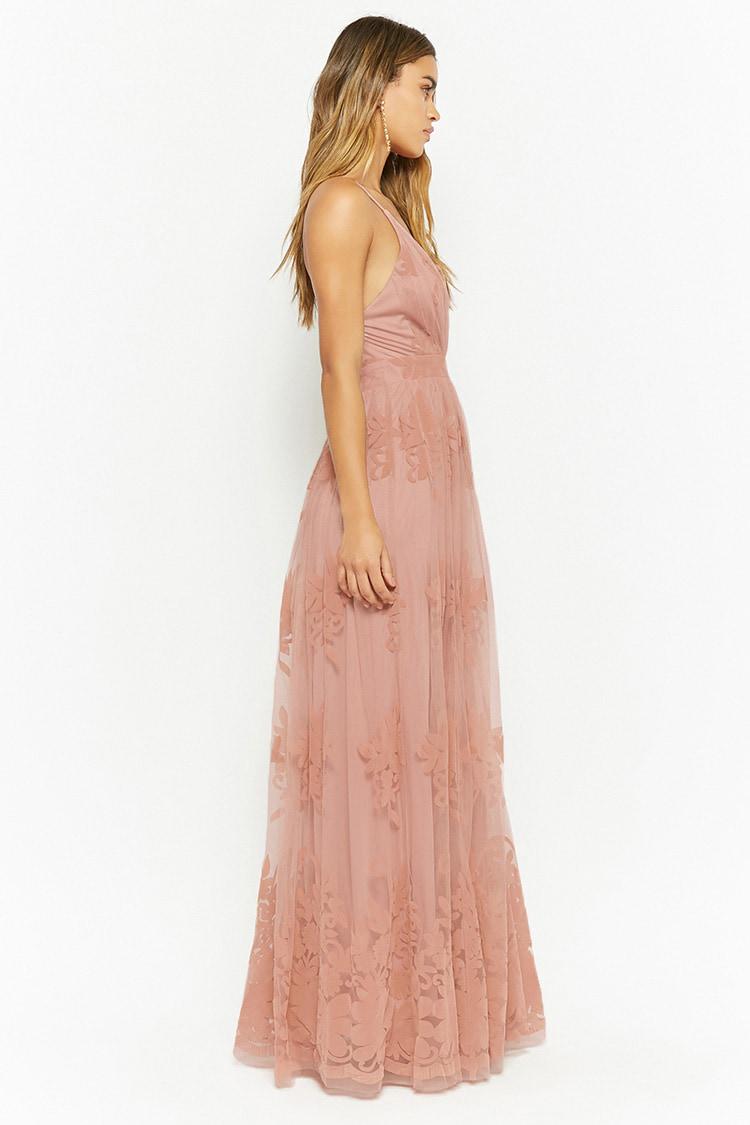 morgan formal flocked velvet dress