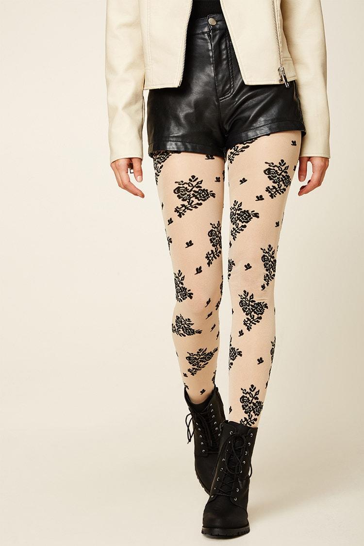 sheer floral tights