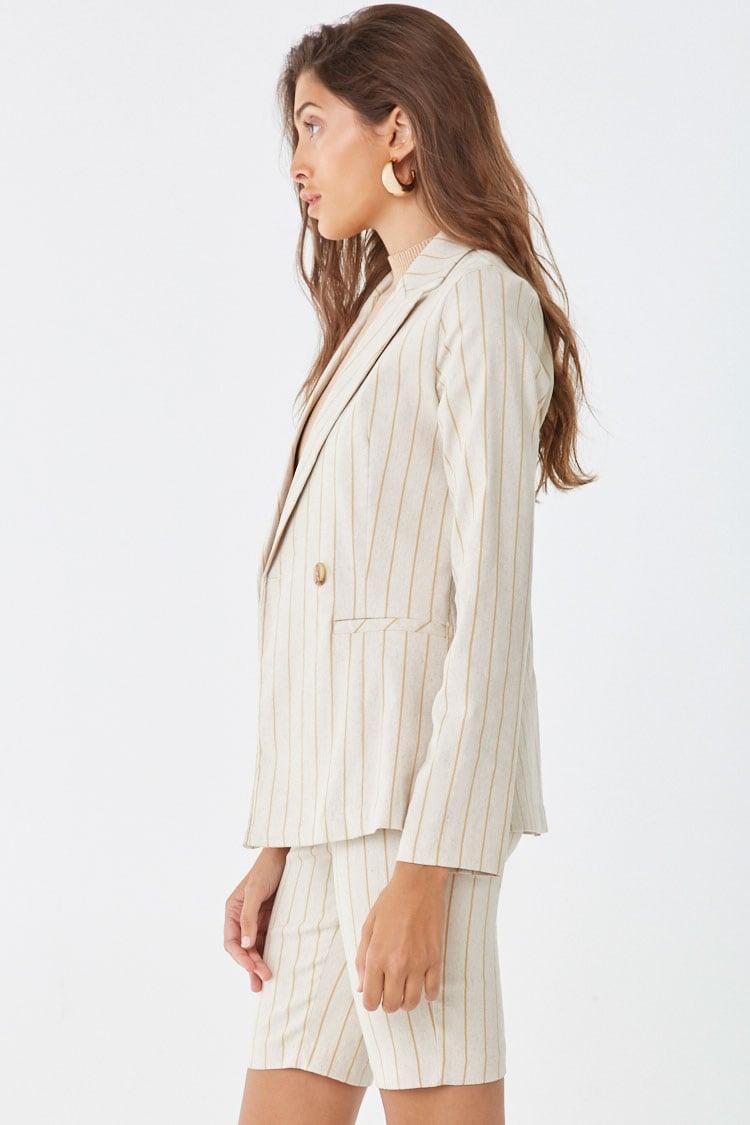 beige blazer and shorts set