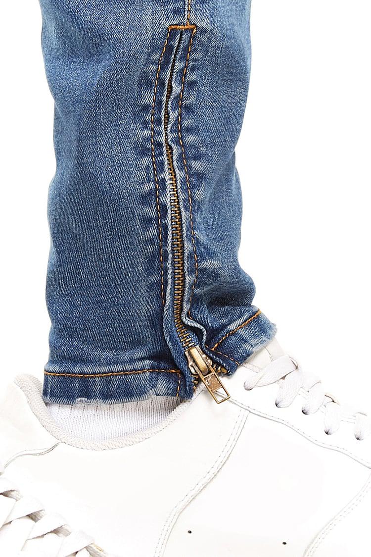 denim jeans with ankle zippers