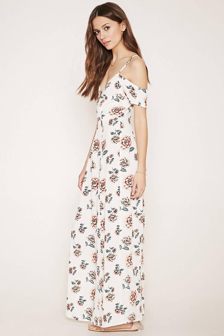 open shoulder long dress
