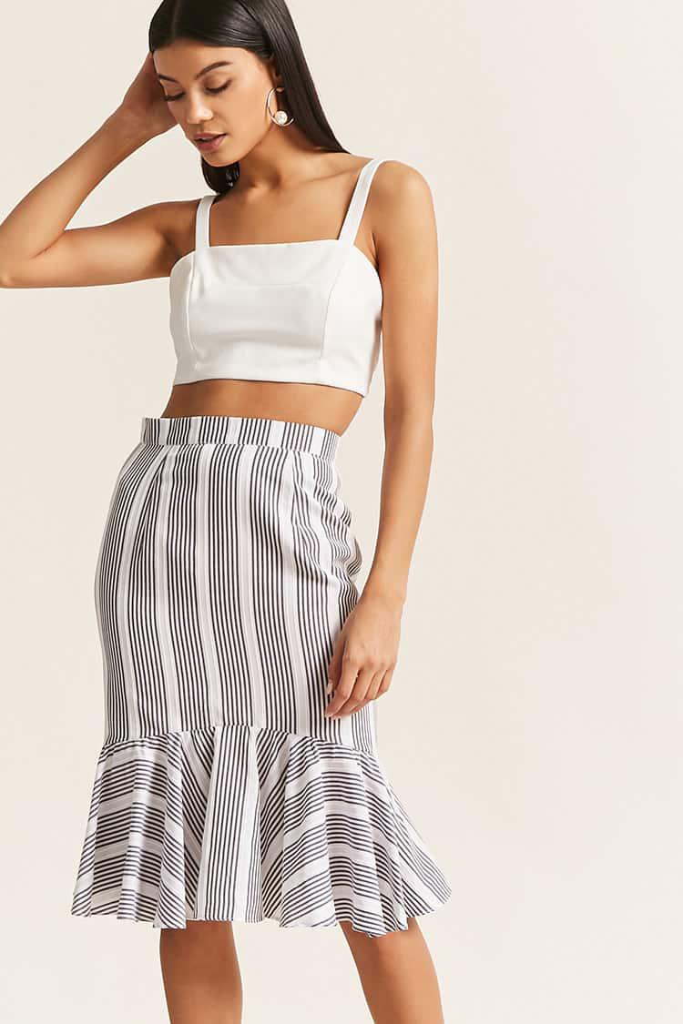 Flounce Belt Striped Skirts