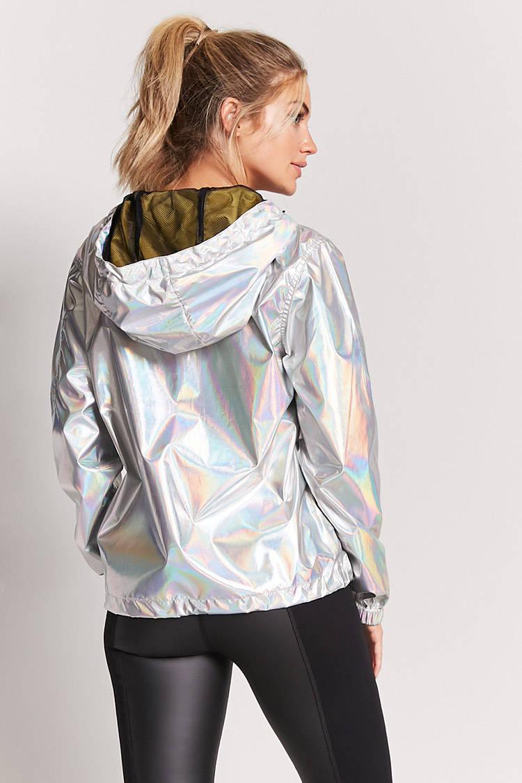 Forever 21 Synthetic Active Holographic Graphic Windbreaker in Silver  (Metallic) | Lyst
