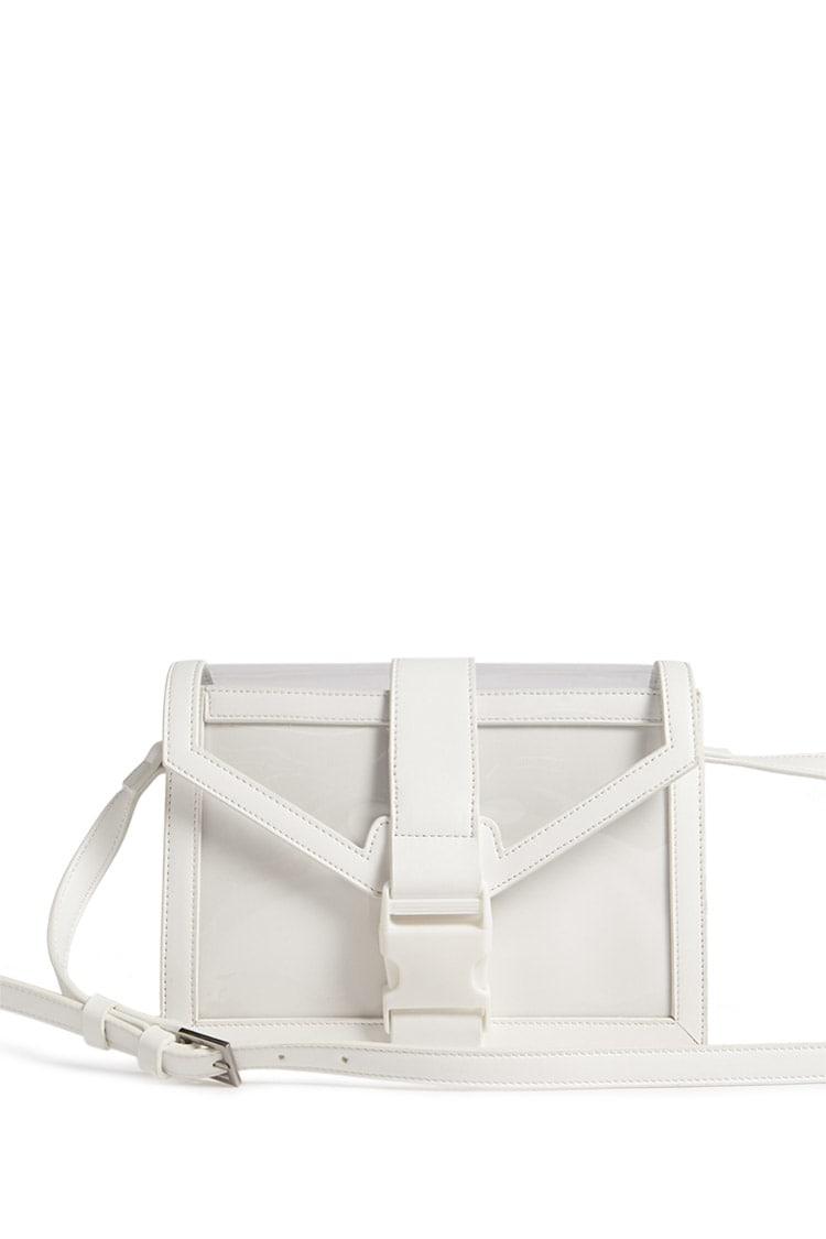 Lyst - Forever 21 Transparent Faux Leather Crossbody Bag in White