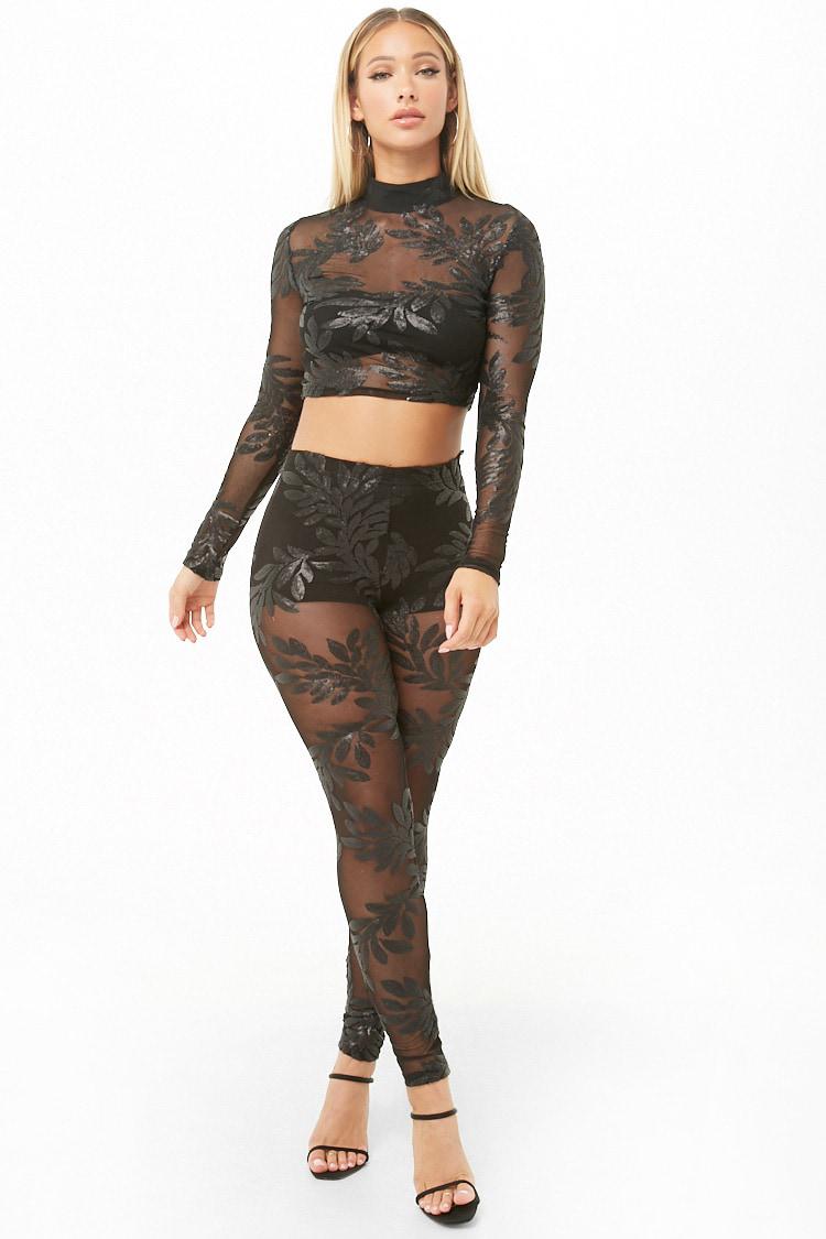 sequin mesh crop top