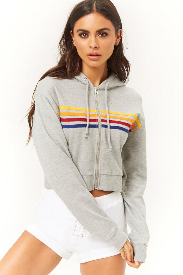 Women's striped zip up hoodie Clearance