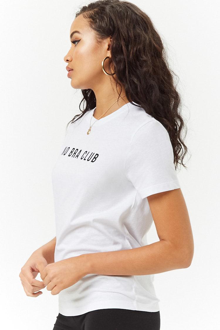 Forever 21 Cotton No Bra Club Graphic Tee White Black Lyst