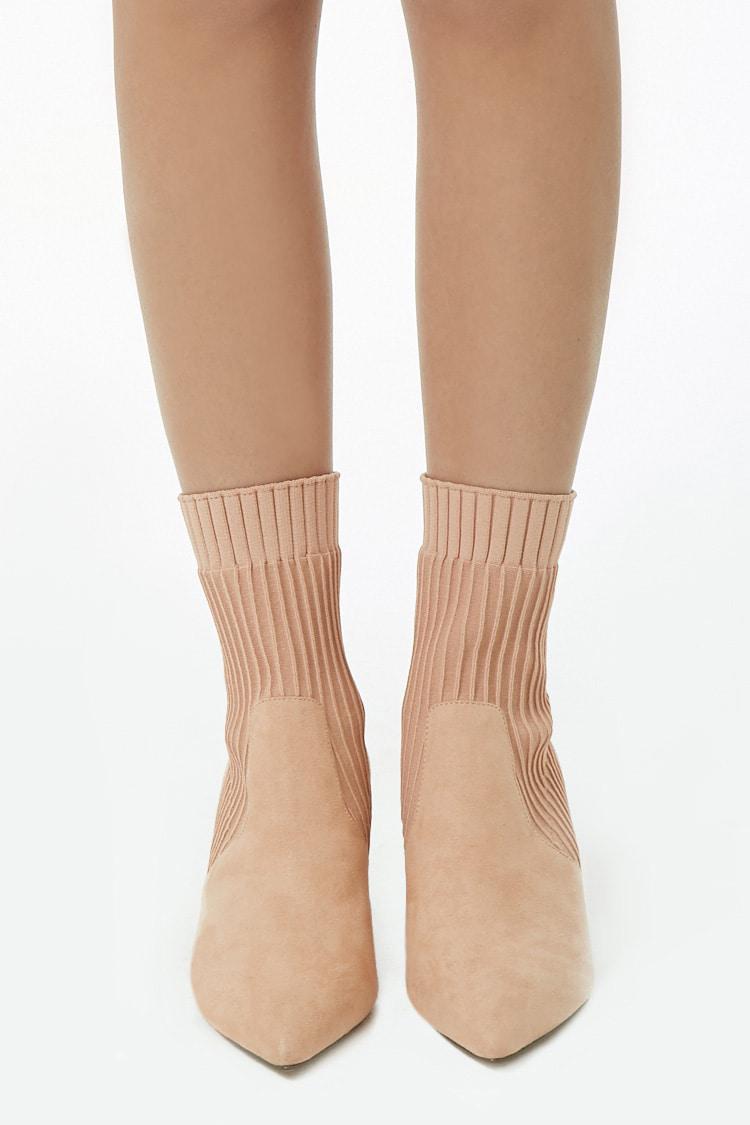 ribbed faux suede booties