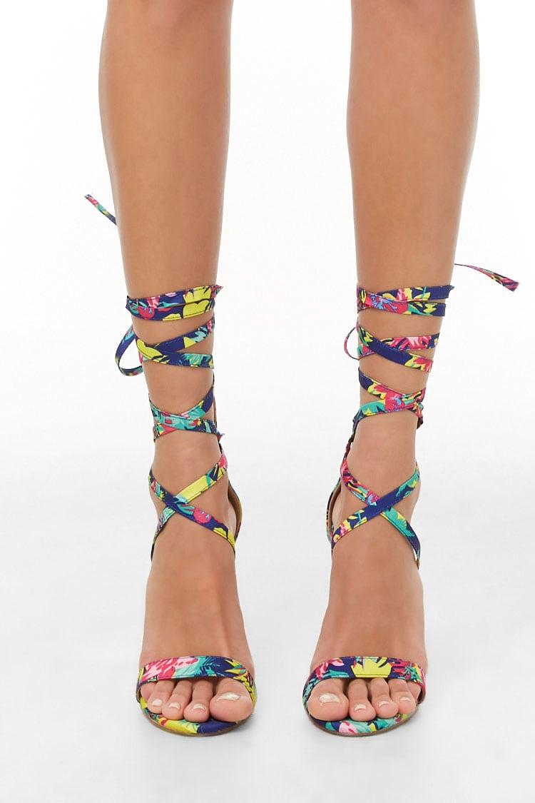 Synthetic Tropical Print Stiletto Heels 