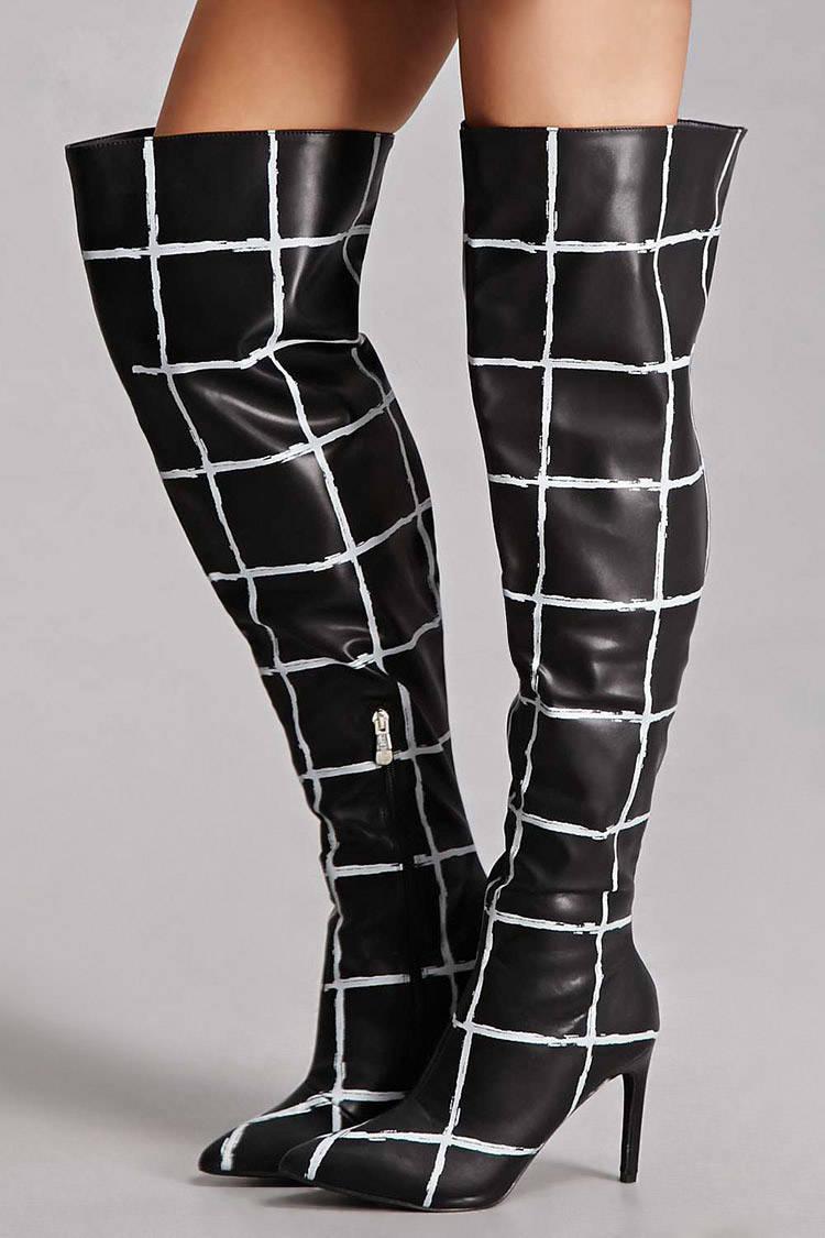 Patterned knee high boots Clearance
