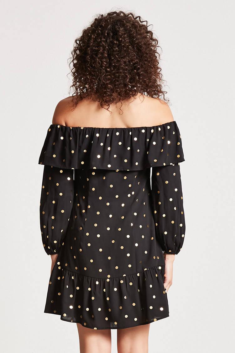 black dress gold dots