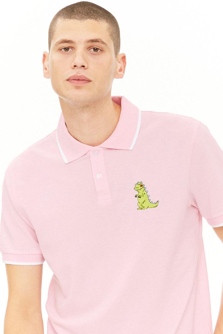 Forever 21 Cotton Embroidered Reptar Polo in Pink/Green (Pink) for Men |  Lyst