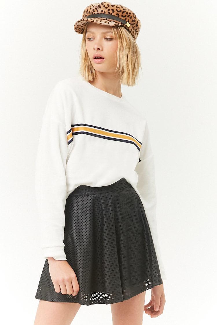 black faux leather skater skirt