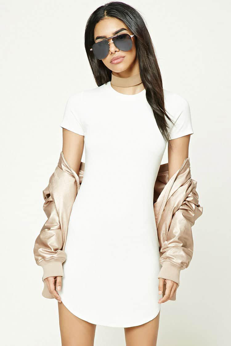 curved hem t shirt dress