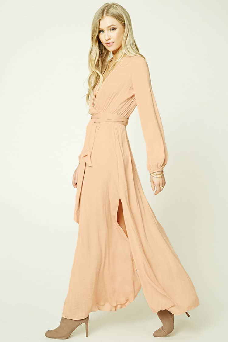 belted surplice maxi dress