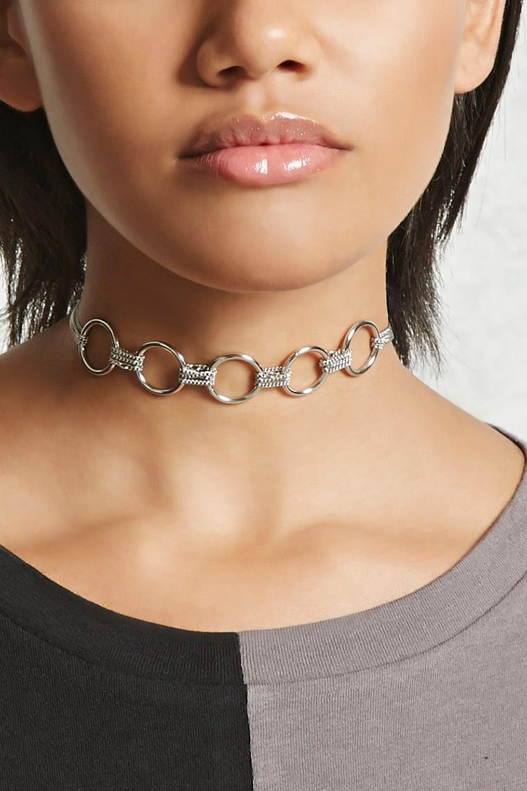 Forever 21 O Ring Chain Link Choker Silver In Metallic Lyst