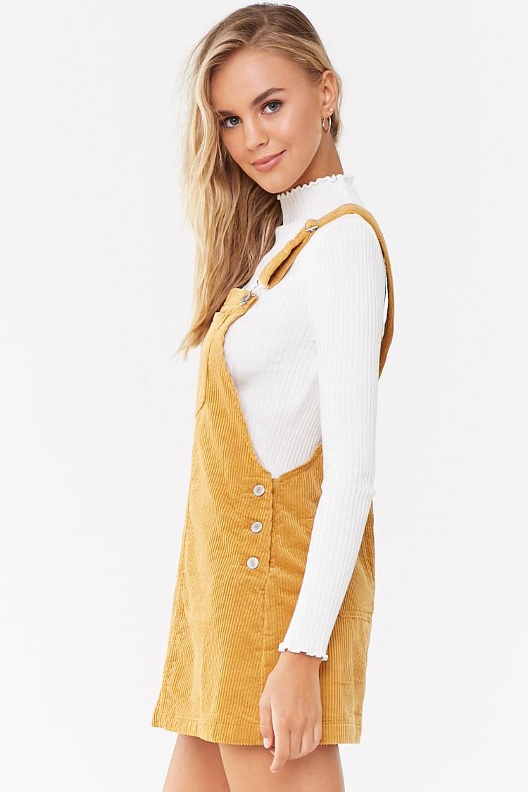 corduroy overall mini dress