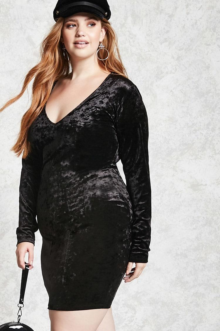 crushed velvet plus size dress