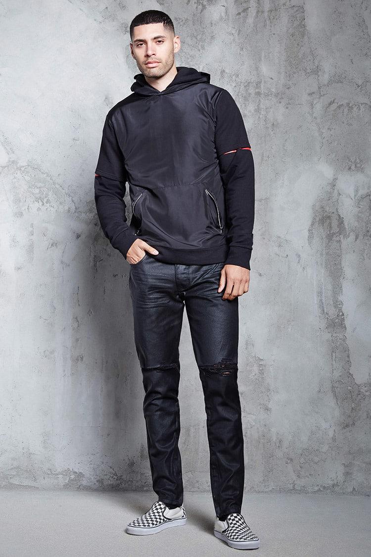 Forever 21 Denim 's Waxed Slim-fit Jeans in Black for Men - Lyst