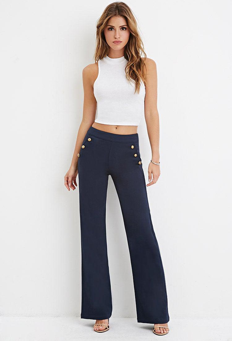 Forever 21 Synthetic Wide-leg Sailor Pants in Navy (Blue) - Lyst