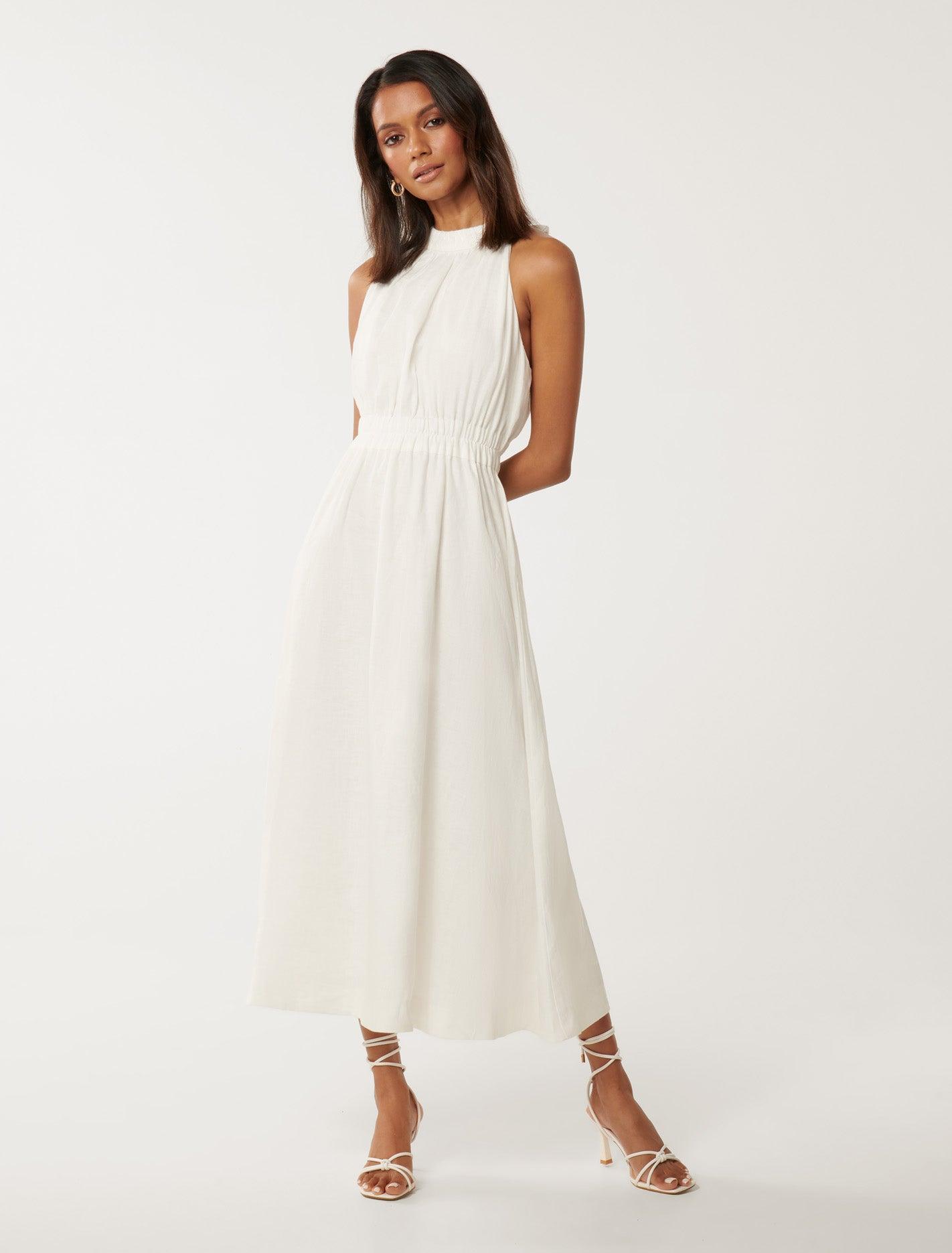 Forever New Magnolia Petite Linen Midi Dress in Natural Lyst UK
