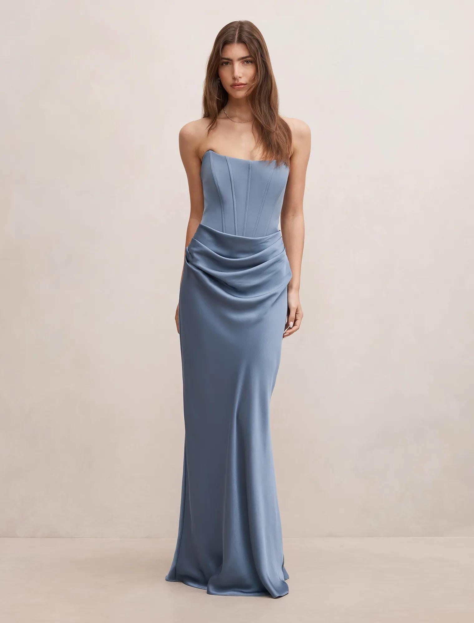 forever new light blue dress Forever New cut out tie back plisse maxi dress in baby blue