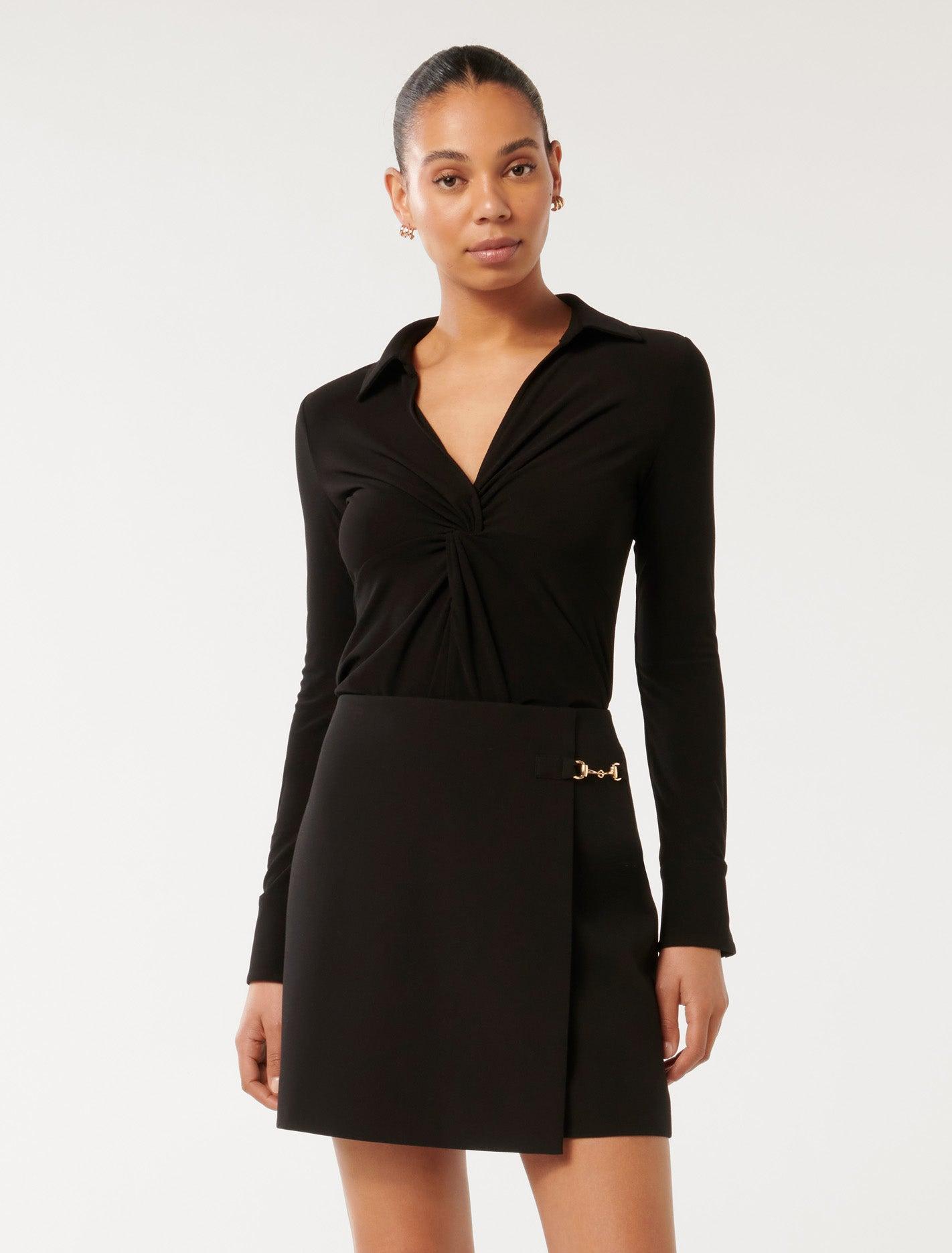 Forever New Emilia Twist Front Crepe Shirt in Black Lyst UK