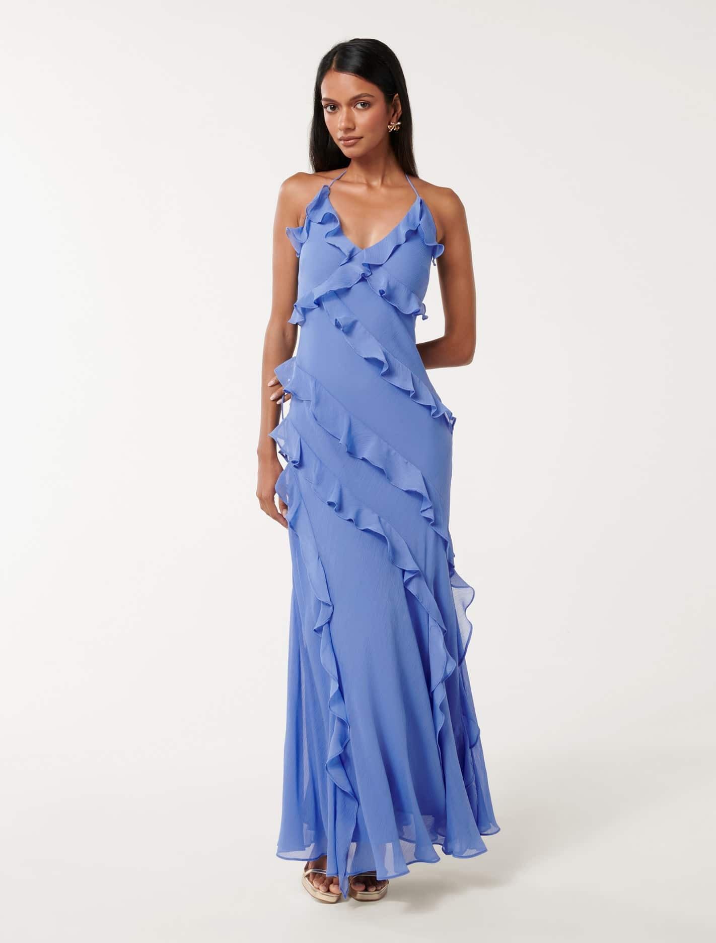 Forever New Kimberley Petite Ruffle Dress in Blue Lyst UK