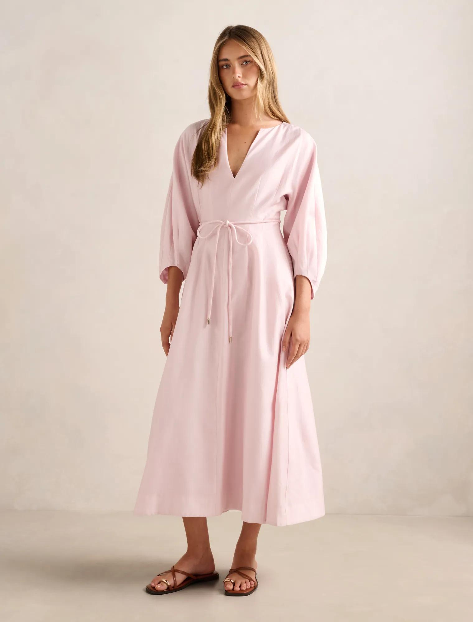 midi white denim dress White Denim Tie Midi Dress