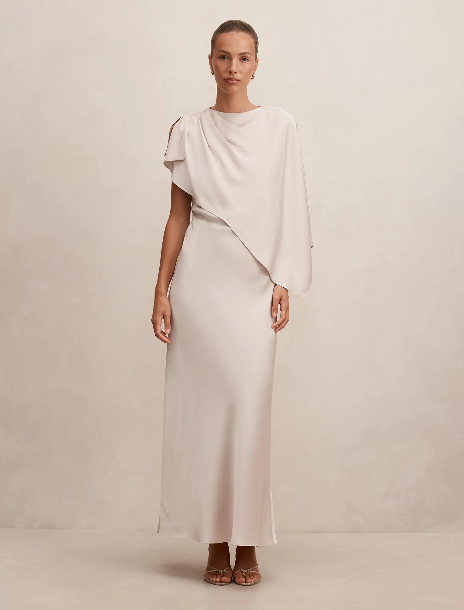 Forever New Zinnia Cape Maxi Dress in Natural