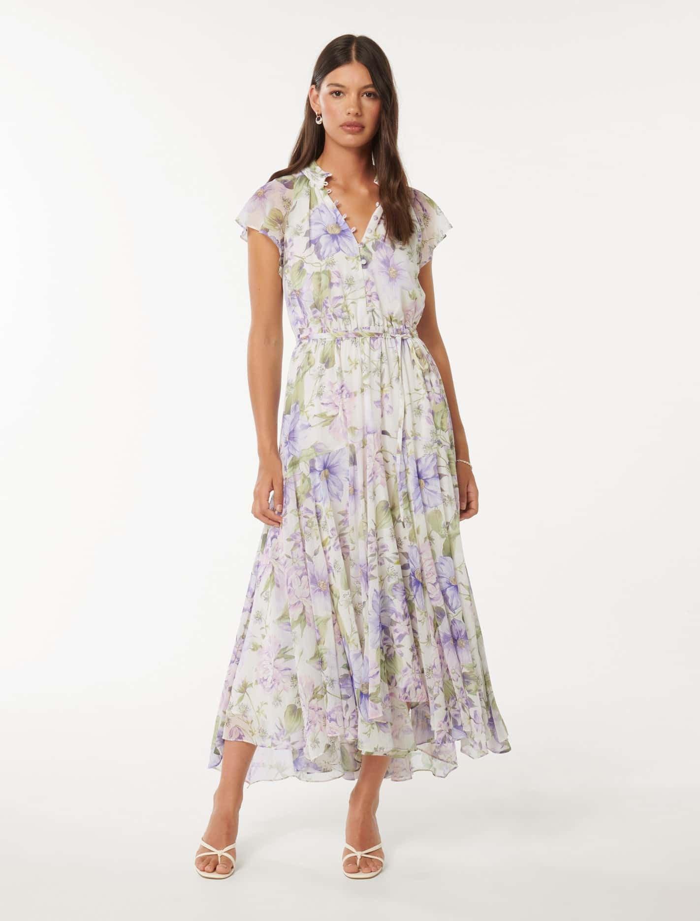 Forever New - Jessica Flutter-Sleeve Midi Dress in Firecracker