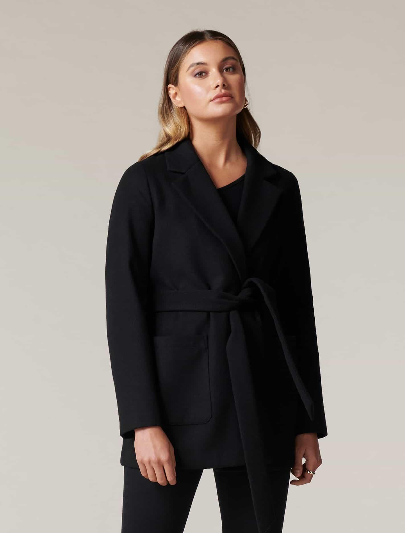 Forever New Synthetic Laura Wrap Jacket in Black - Lyst
