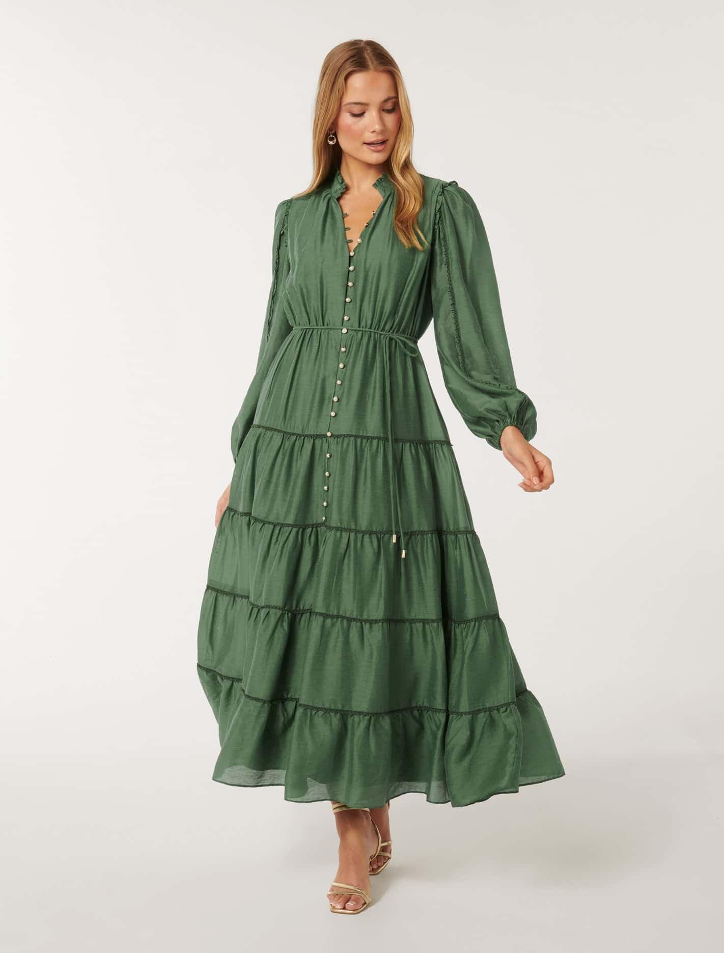 Forever New Jessie Button Down Midi Dress in Green Lyst UK