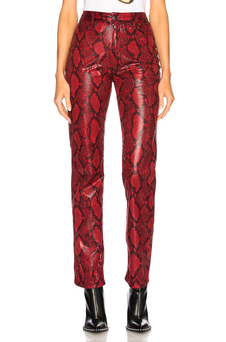 red snake print trousers