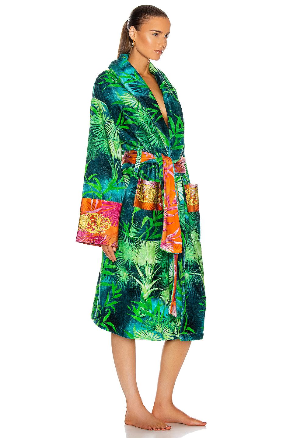 Versace Cotton Jungle-print Belted Robe 