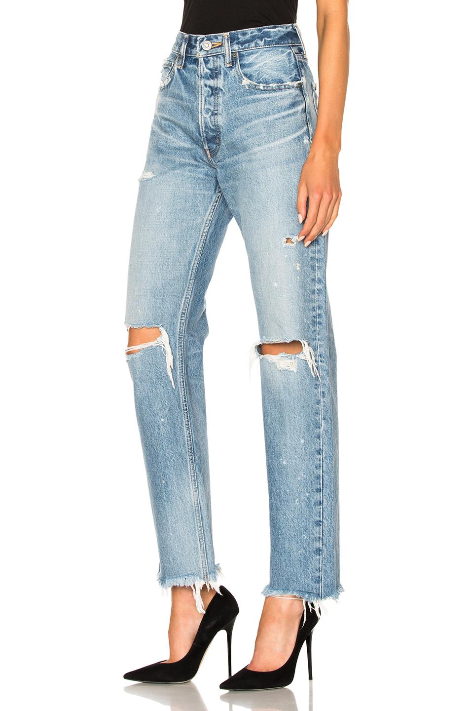 Moussy Cotton Odessa Wide Straight in Blue | Lyst