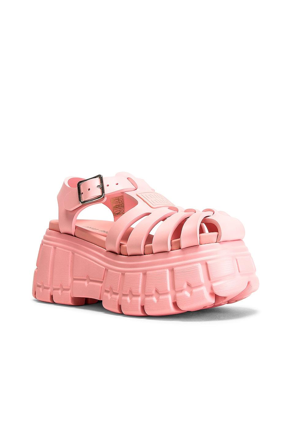 Miu Miu Soft Cage Platform Sandals in Pink | Lyst