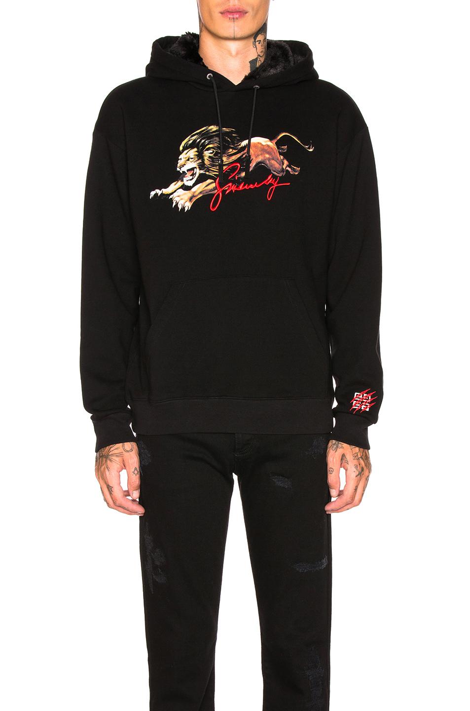 Givenchy Faux Fur Lion Hoodie in Black for Men - Lyst