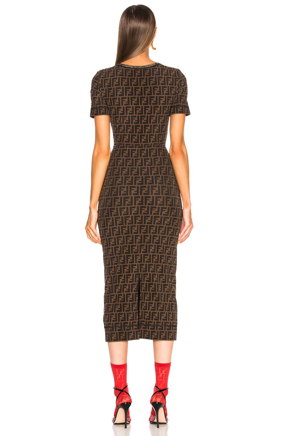 Fendi Logo Print Midi Dress | Lyst