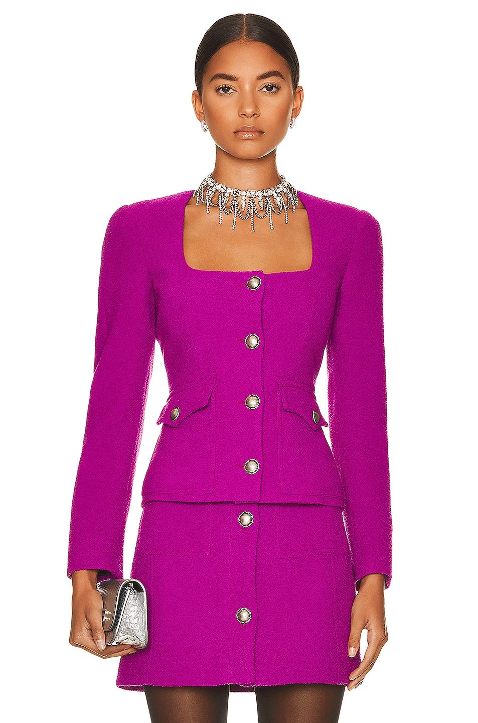 Alessandra Rich Tweed Boucle Square Neck Jacket | Lyst