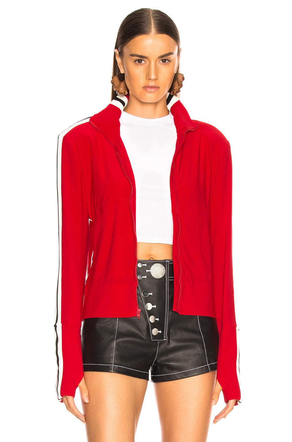 Norma Kamali Synthetic Side Stripe Turtle Jacket in Red - Lyst
