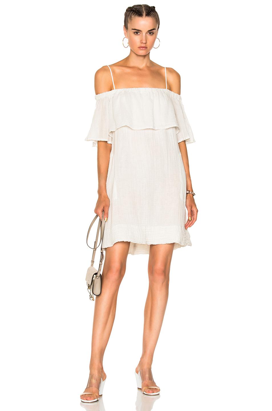 Lyst Raquel Allegra For Fwrd Cotton Gauze Mini Dress With Shoulder