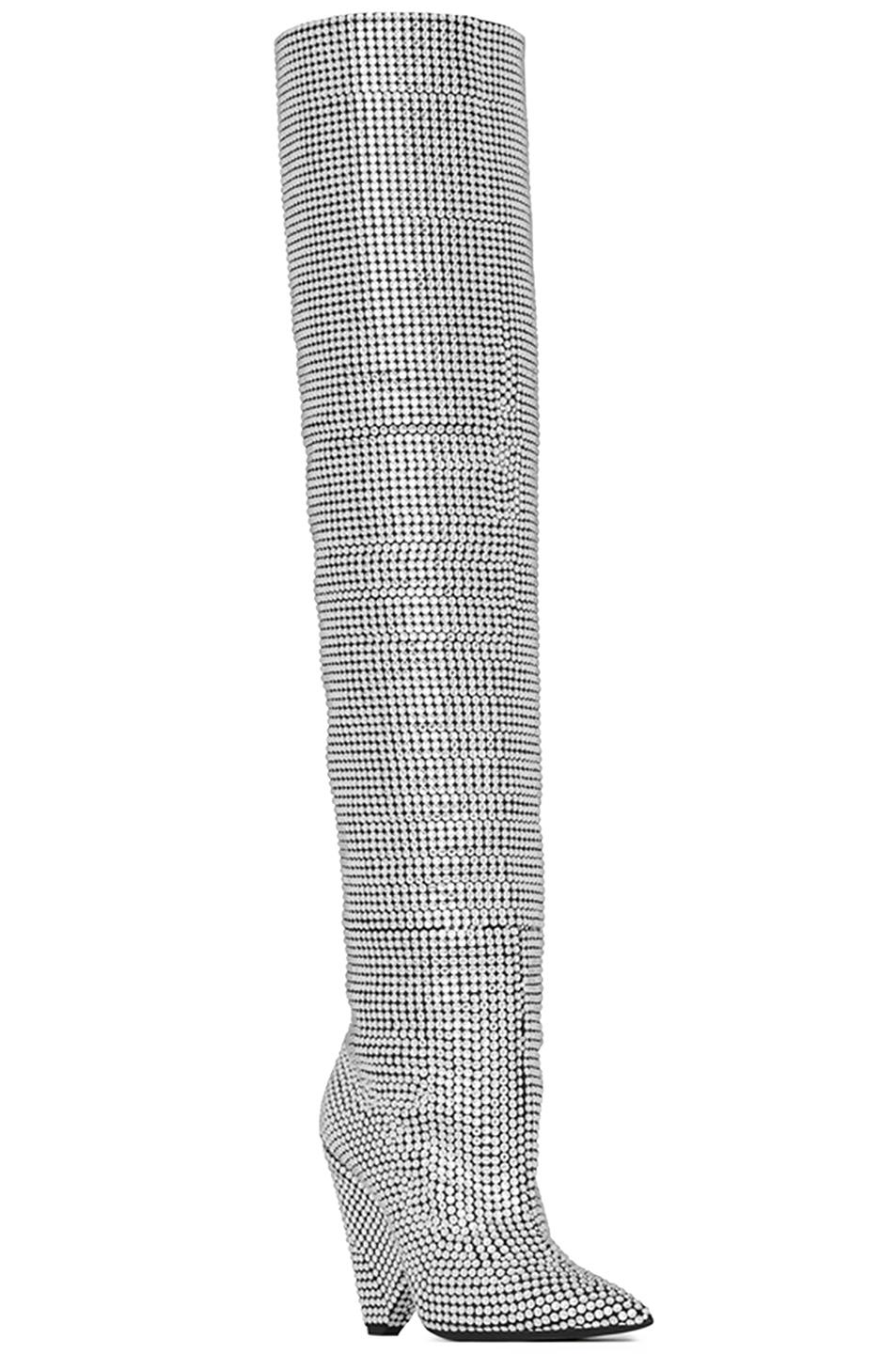 embellished thigh high boots