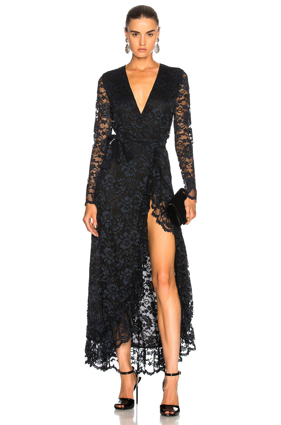 ganni black lace dress