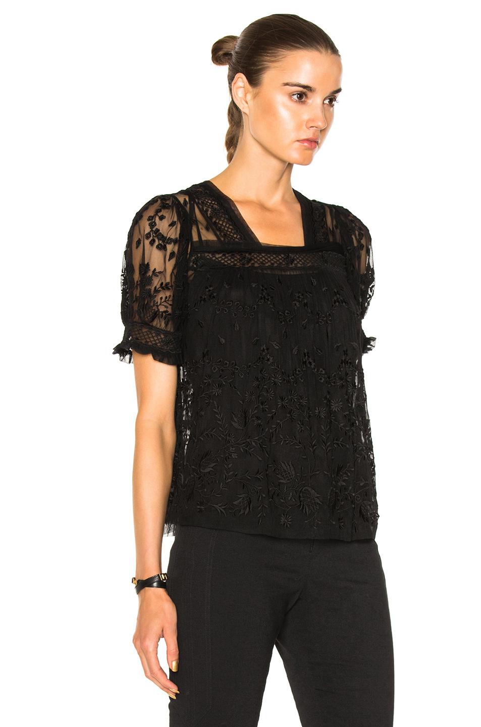 Lyst - Needle & Thread Embroidered Top in Black